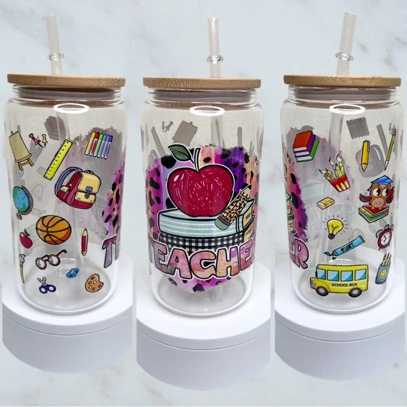 Teacher Handmade Libbey Glass Cup - Picture 1 of 5